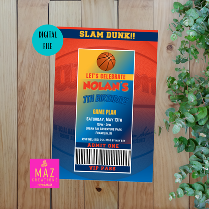 Oklahoma City Thunder VIP Pass Birthday Invitation