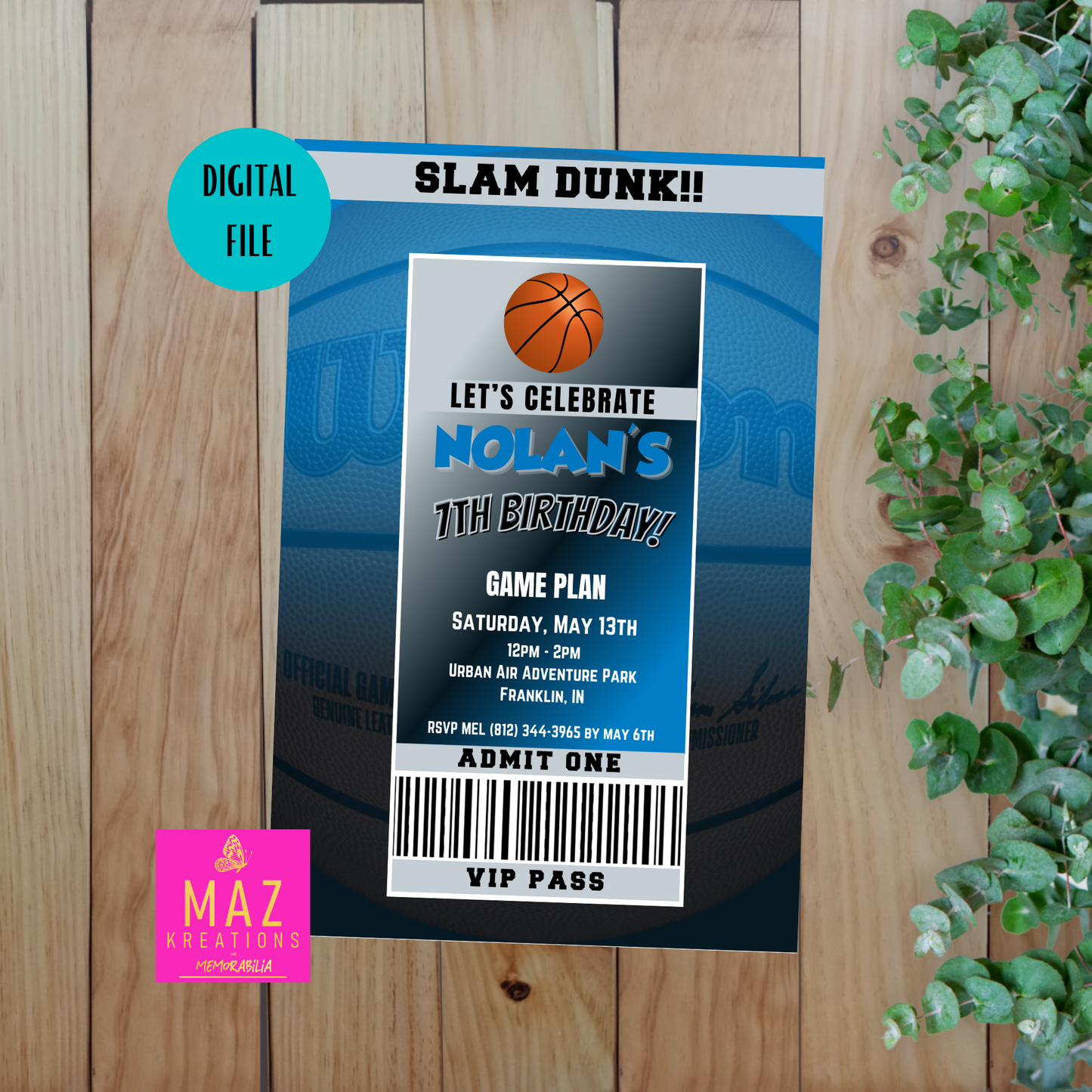 Orlando Magic VIP Pass Birthday Invitation
