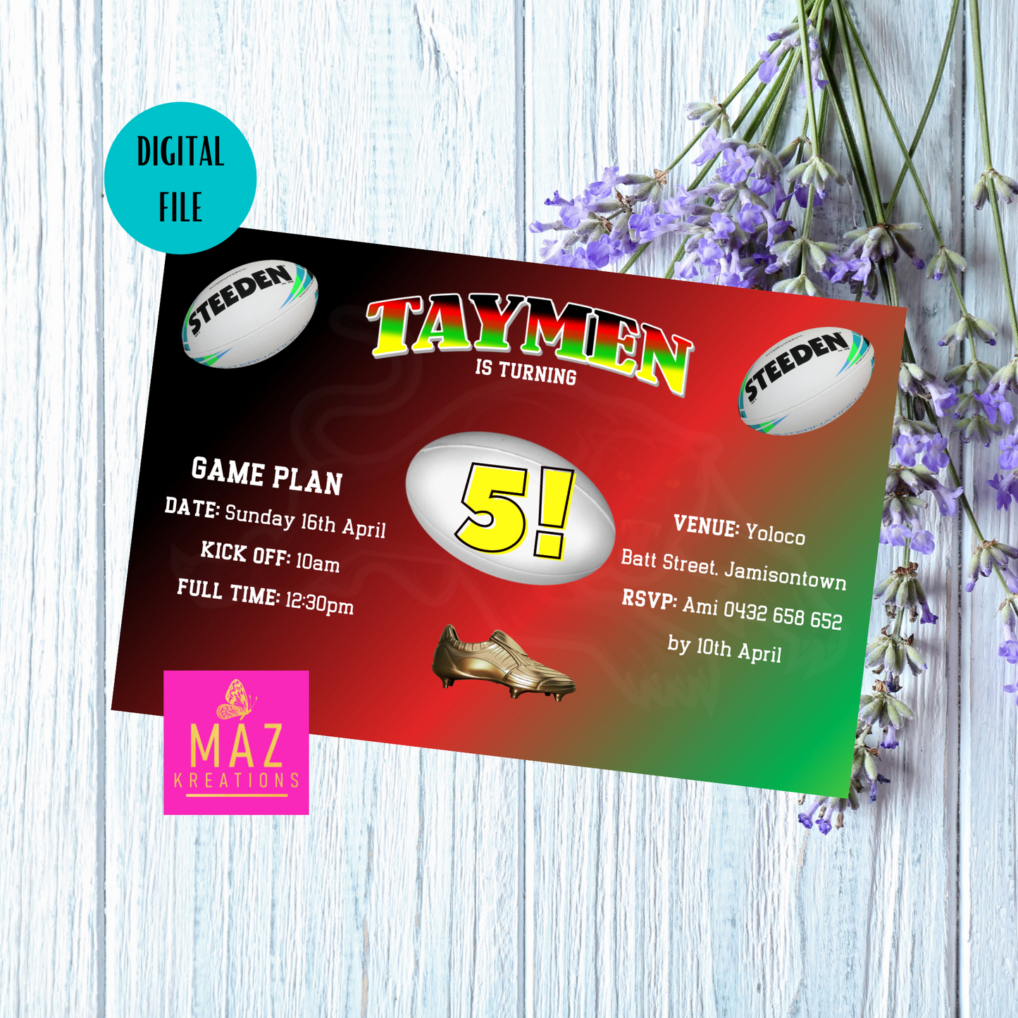 Penrith Panthers Birthday Invitation