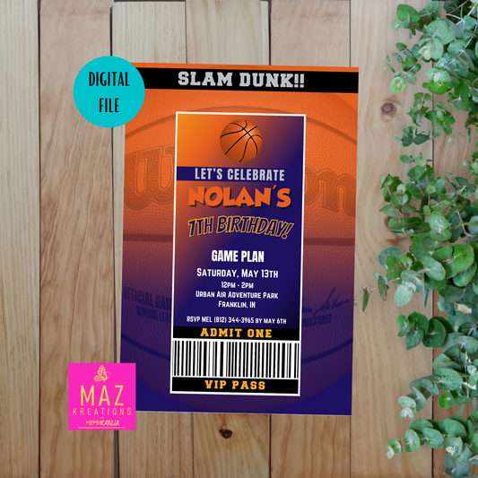 Phoenix Suns VIP Pass Birthday Invitation