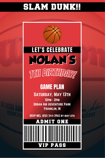 Portland Trailblazers VIP Pass Birthday Invitation