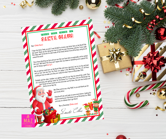 Letter from Santa - Red & Green stripe + Santa & Elves