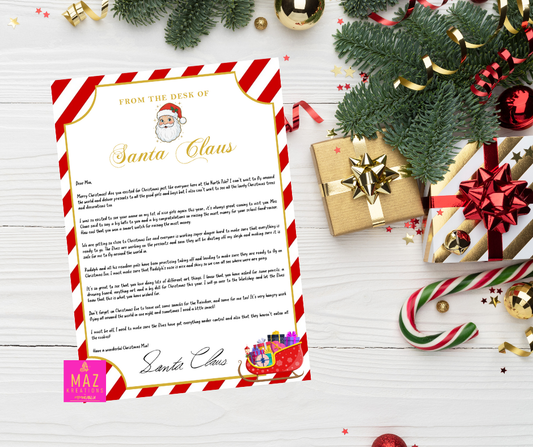 Letter from Santa - Red & White striped