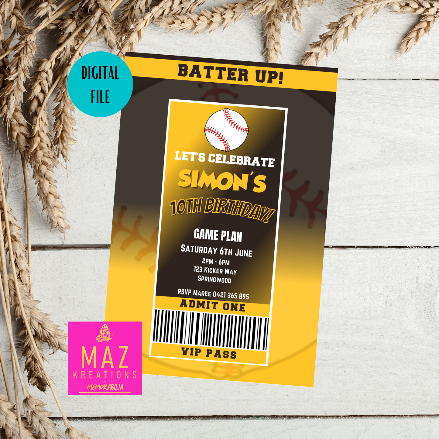 San Diego Padres Birthday Invitation
