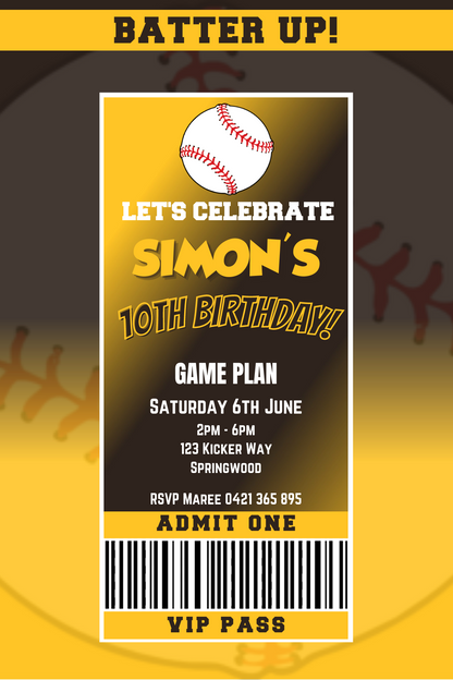 San Diego Padres Birthday Invitation