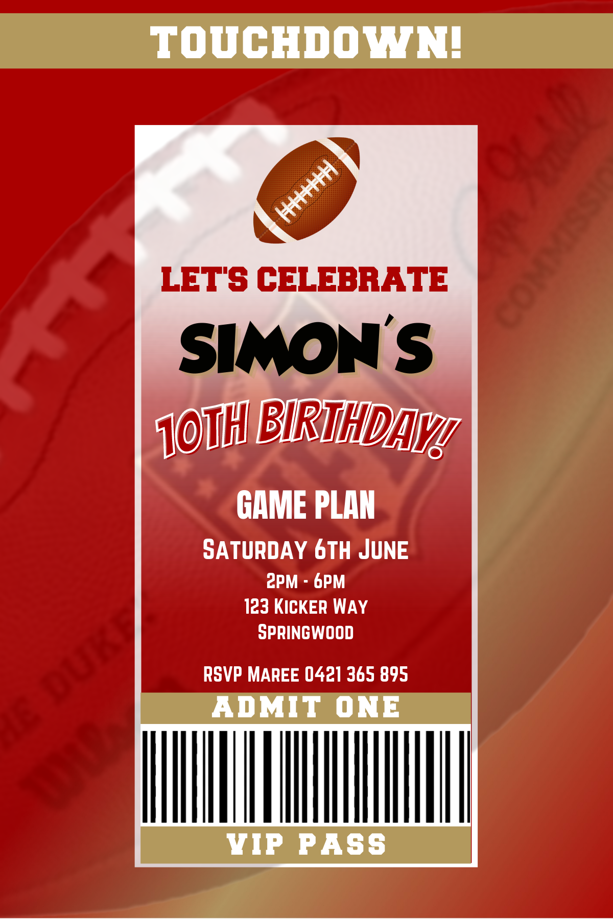 San Francisco 49ers Birthday Invitation