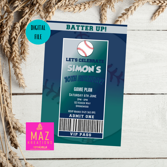 Seattle Mariners Birthday Invitation