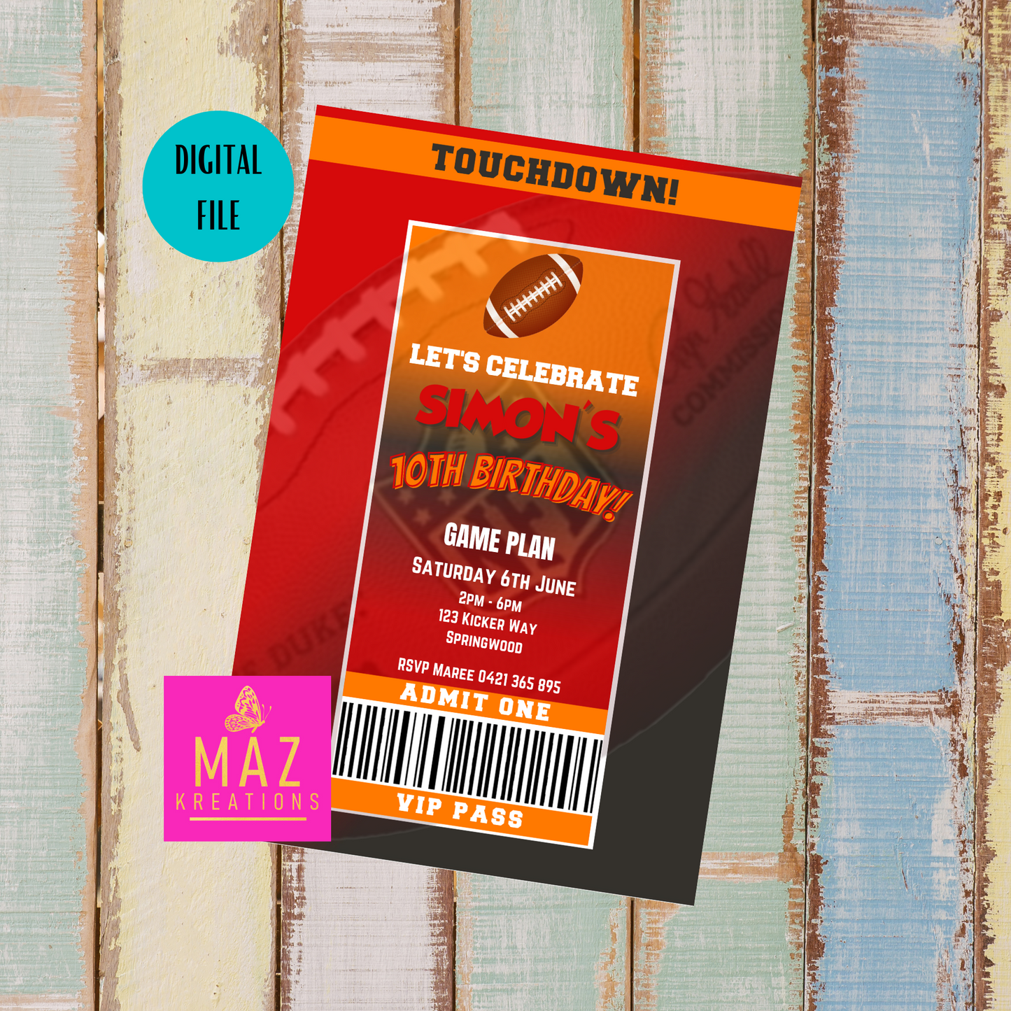 Tampa Bay Buccaneers Birthday Invitation