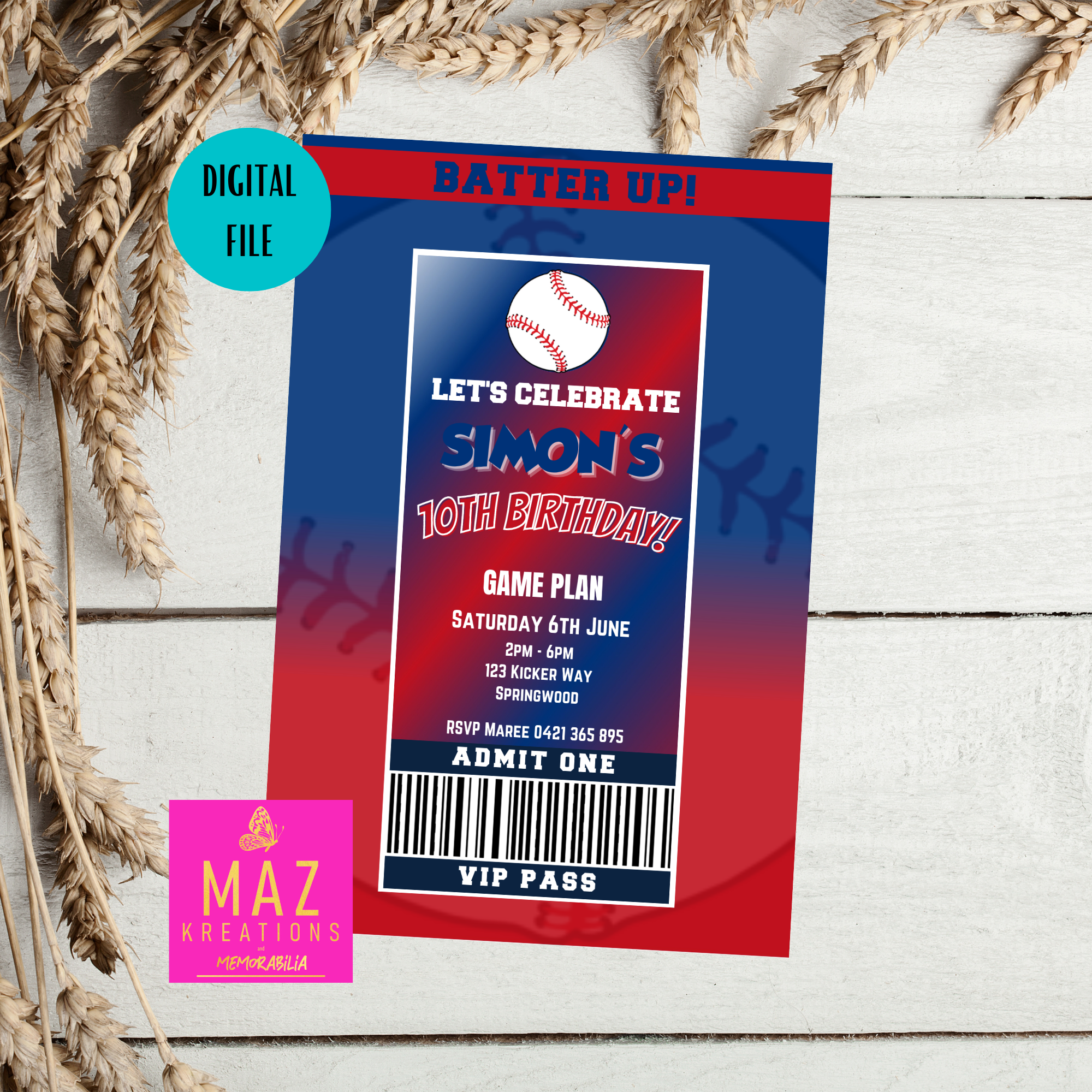 Texas Rangers Birthday Invitation – Maz Kreations