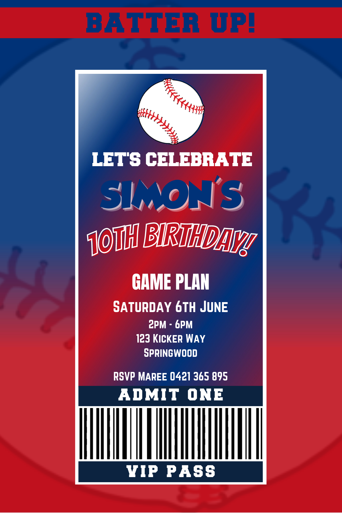Texas Rangers Birthday Invitation – Maz Kreations