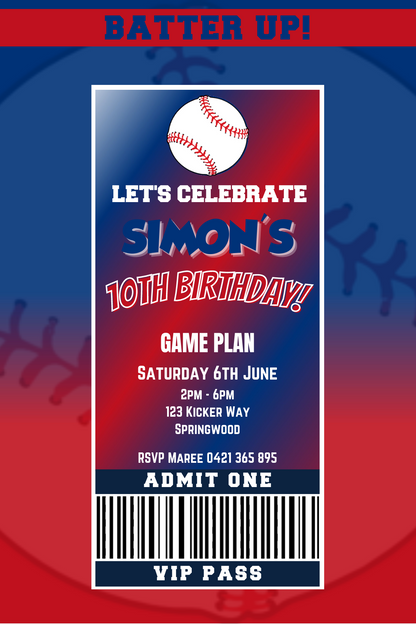 Texas Rangers Birthday Invitation