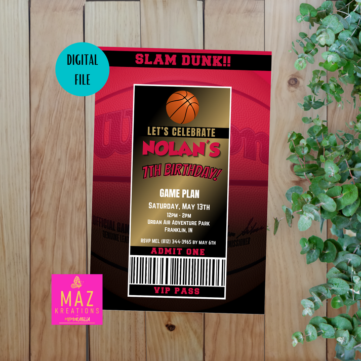 Toronto Raptors VIP Pass Birthday Invitation – Maz Kreations