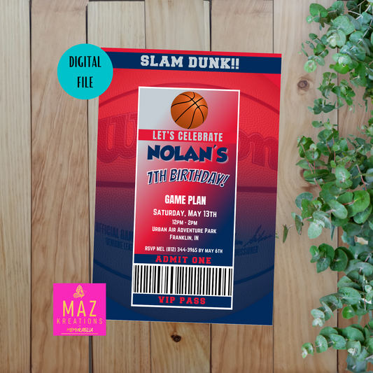 Washington Wizards VIP Pass Birthday Invitation