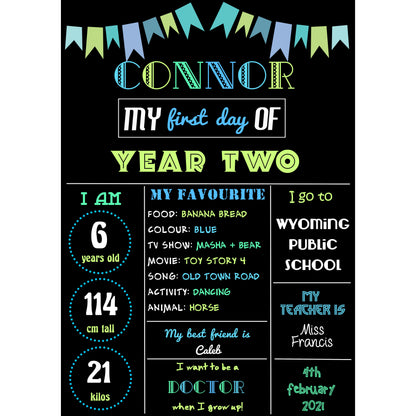 First Day of School poster - CONNOR THEME