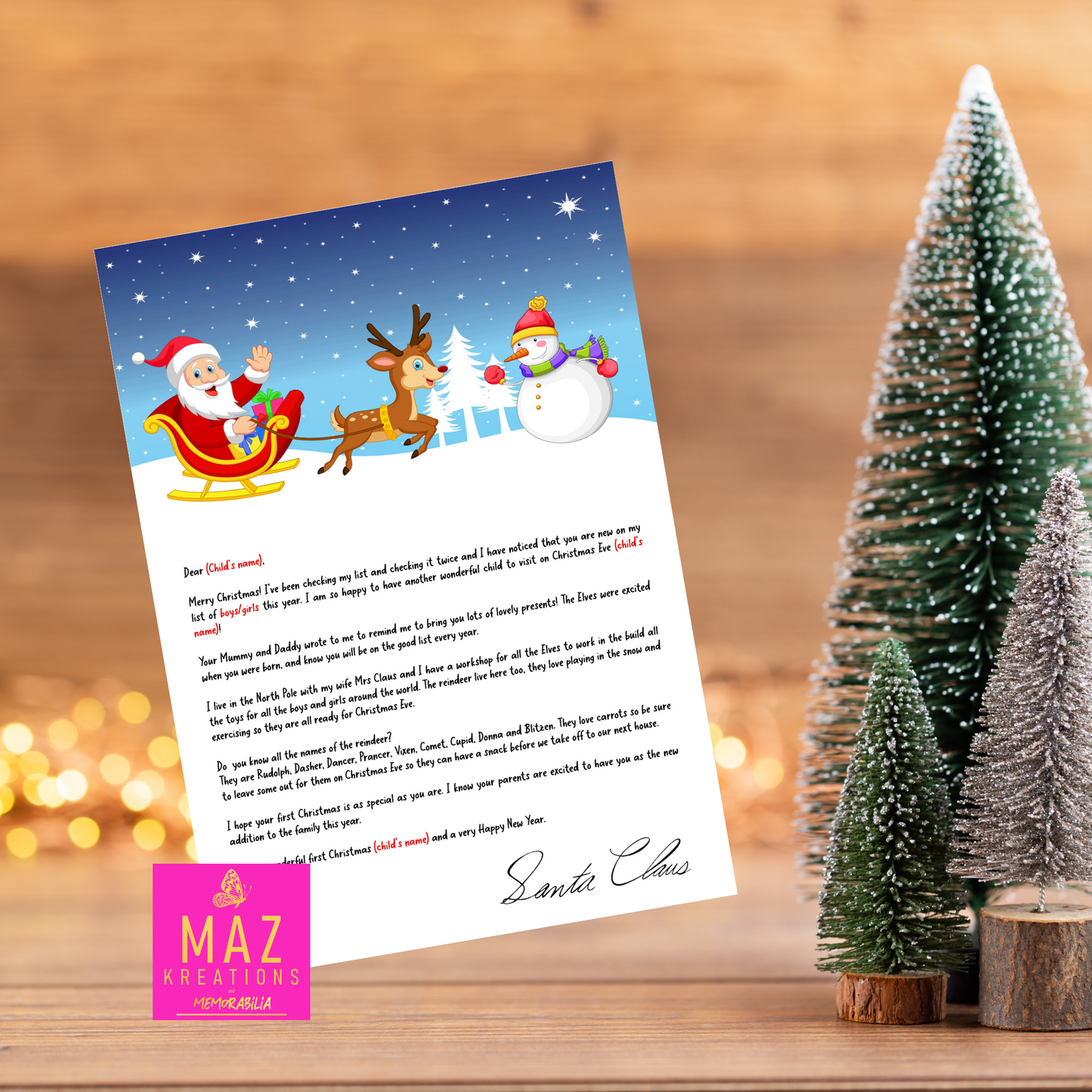 First Christmas Letter from Santa