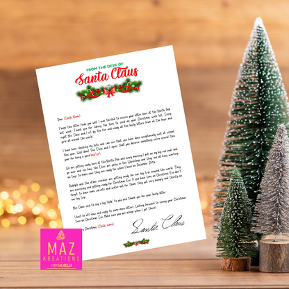 Letter from Santa - From the Desk of Santa Claus