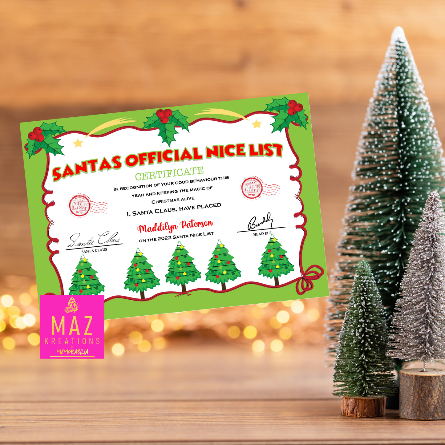 Letter from Santa - Red & Green stripe + Santa & Elves