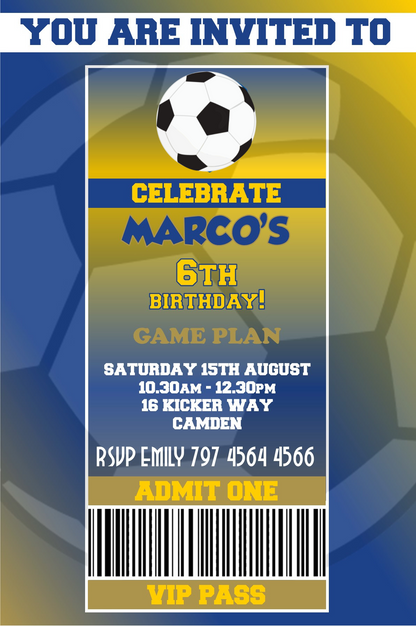 Leeds United themed Birthday Invitation