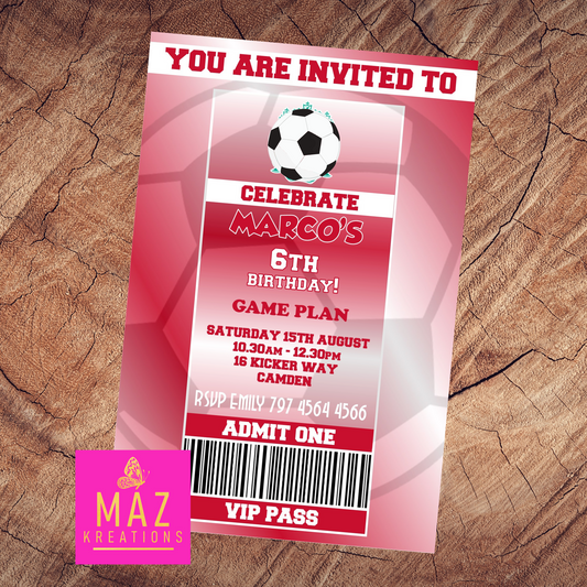 Liverpool themed Birthday Invitation