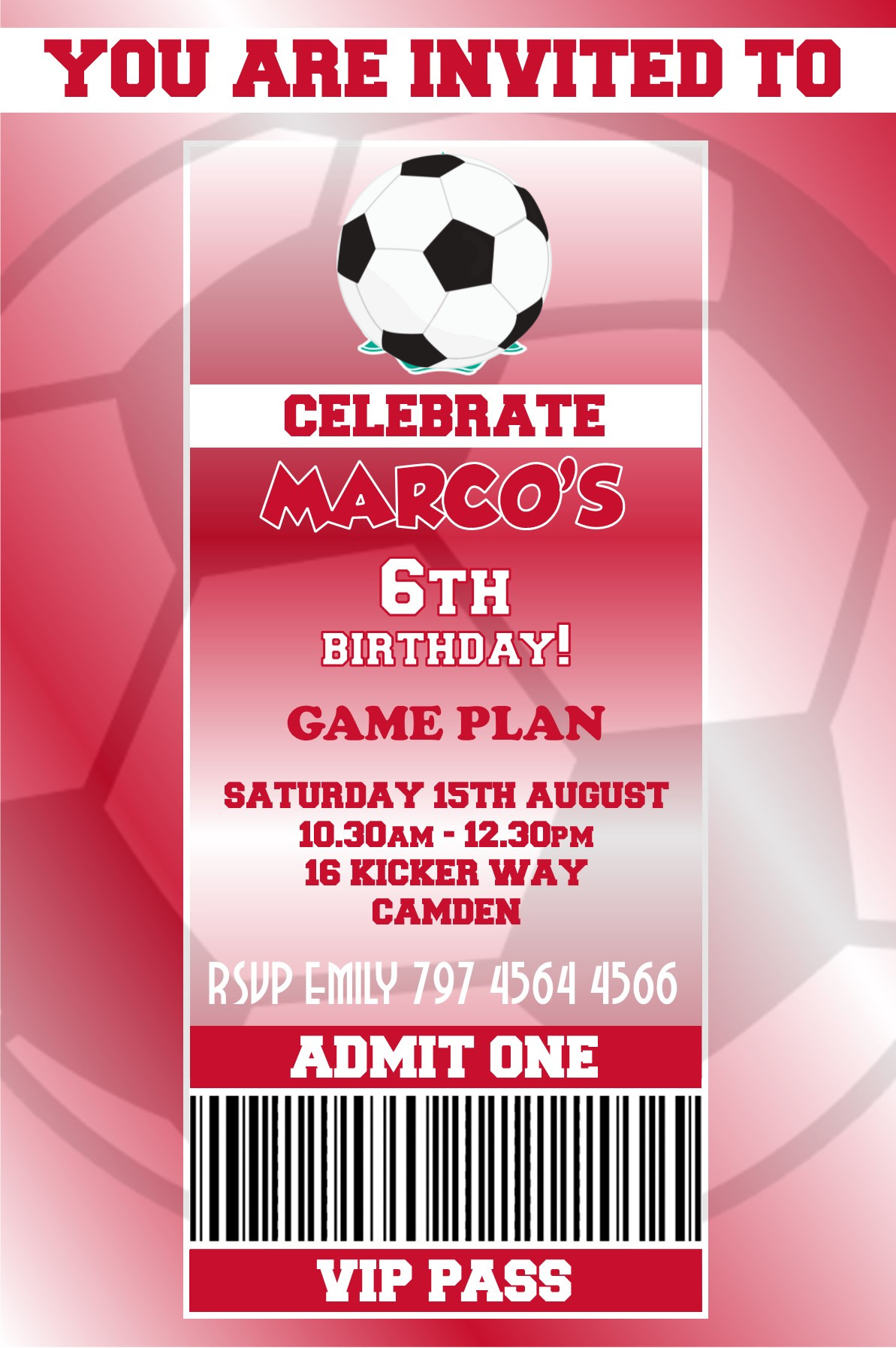 Liverpool themed Birthday Invitation
