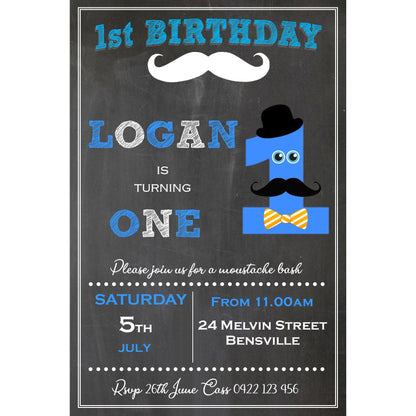 Moustache themed Birthday Invitation