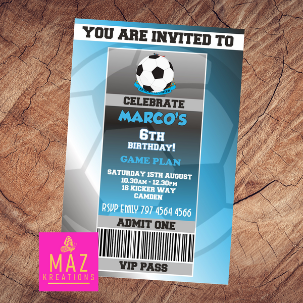 Newcastle United themed Birthday Invitation Maz Kreations