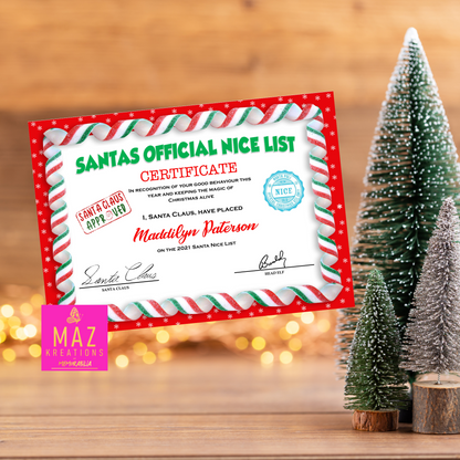 Letter from Santa - Red & Green stripe + Santa & Elves
