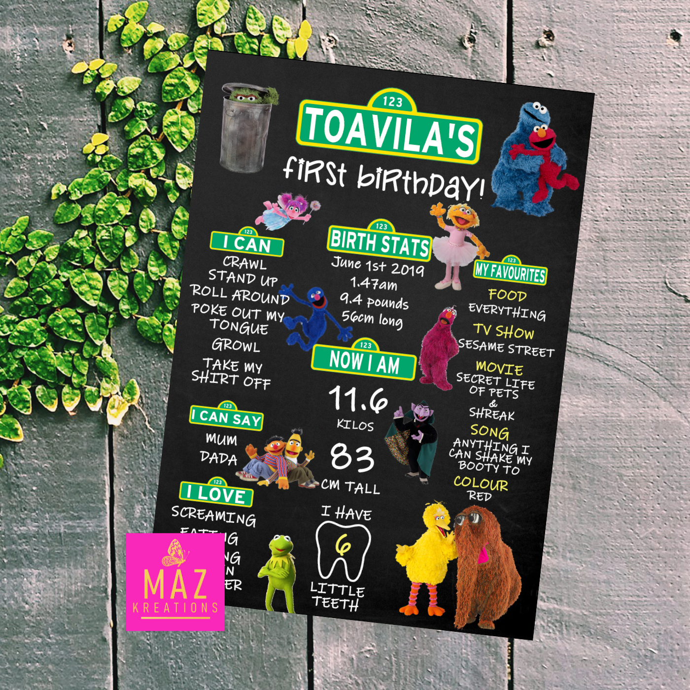 Sesame Street Chalkboard Birthday poster