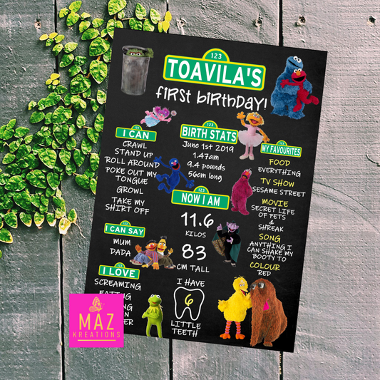 Sesame Street Chalkboard Birthday poster