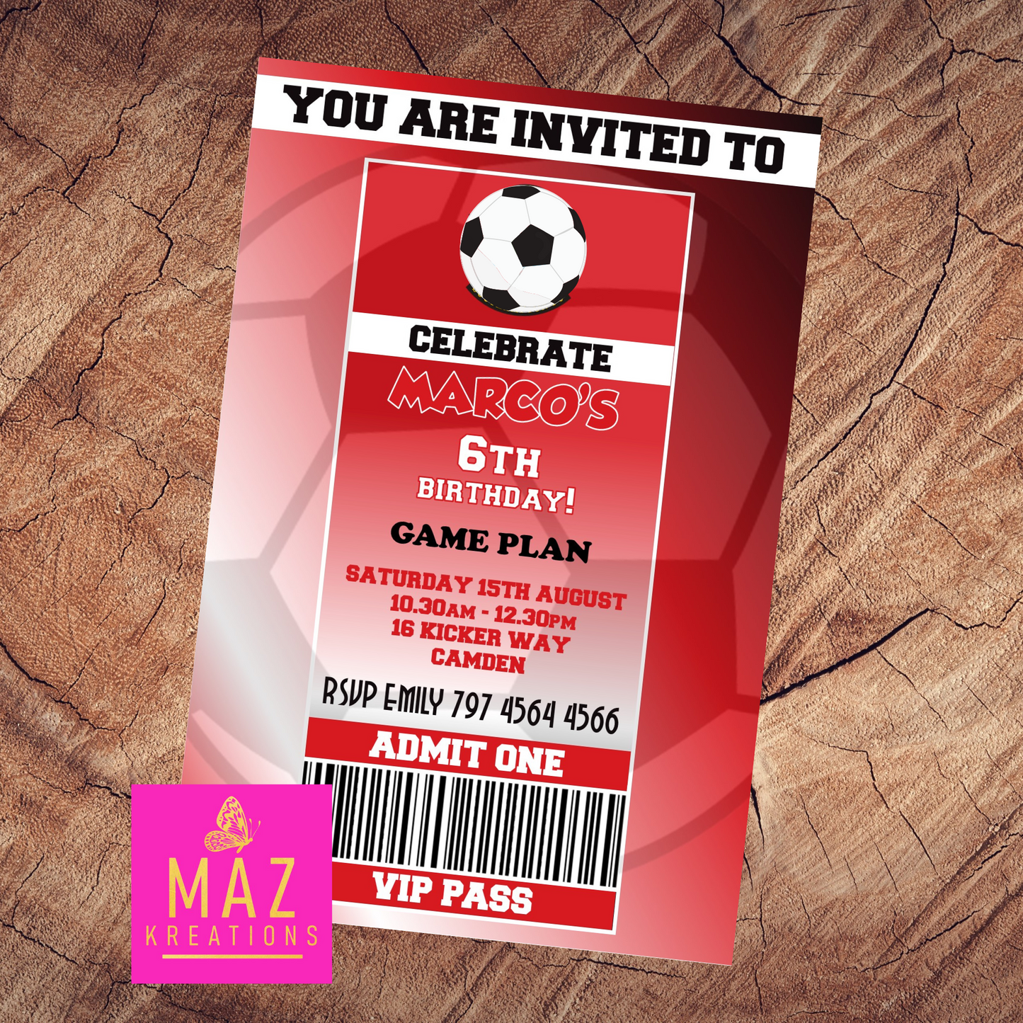Southampton themed Birthday Invitation