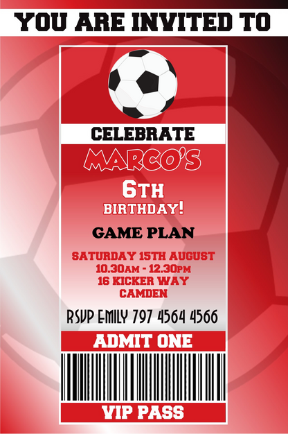 Southampton themed Birthday Invitation