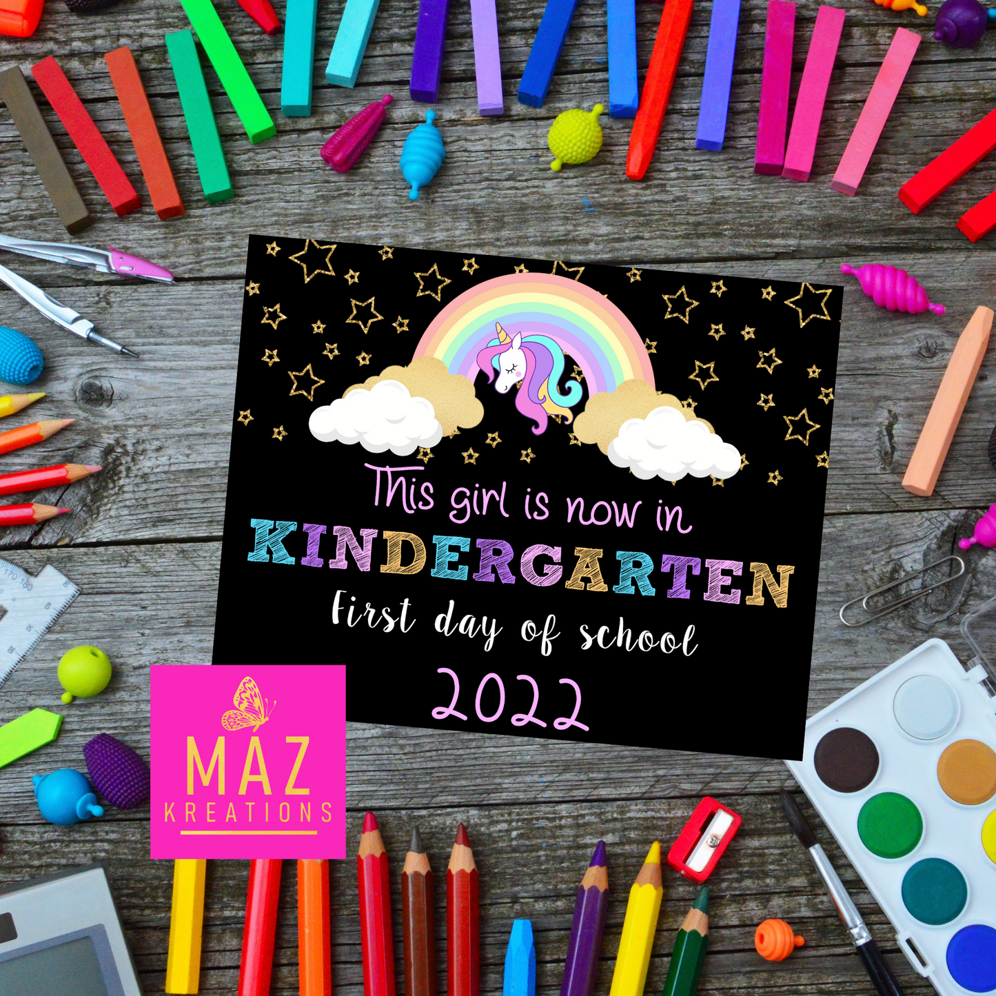 First Day of School sign - UNICORN THEME