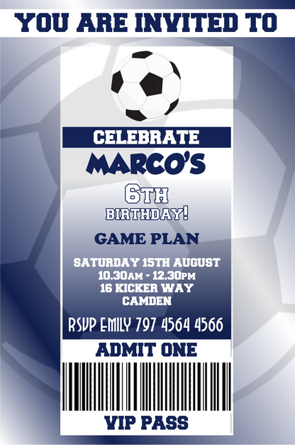 Tottenham Hotspur themed Birthday Invitation